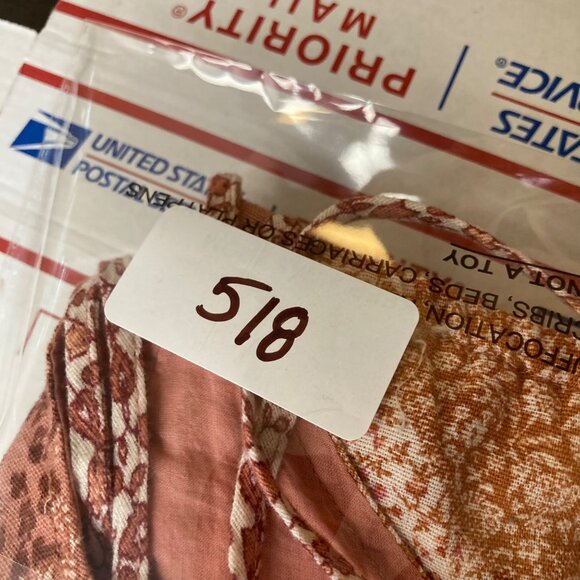 Womens American Eagle V Neck Boho Crop Top Mieux Ensemble L NWT Cotton Linen - Picture 9 of 9